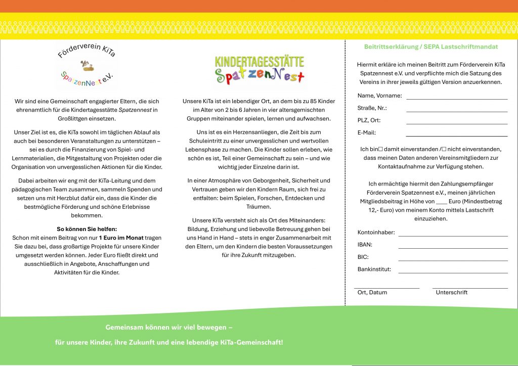 Flyer Förderverein KiTa Spatzennest